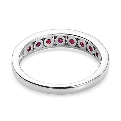 Anthill Garnet Half Eternity Band Ring in Platinum Over Sterling Silver (Size 10.0) 0.65 ctw