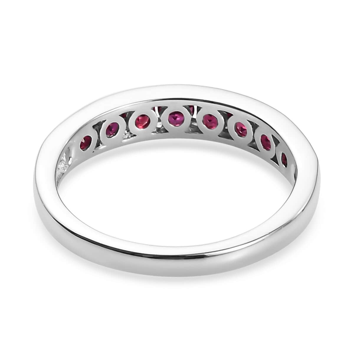 AMERICAN Arizona Anthill Garnet Half Eternity Band Ring in Vermeil Rose Gold Over Sterling Silver (Size 5.0) 0.75 ctw image number 4