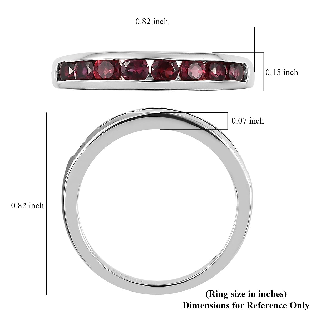 Anthill Garnet Half Eternity Band Ring in Platinum Over Sterling Silver (Size 10.0) 0.65 ctw