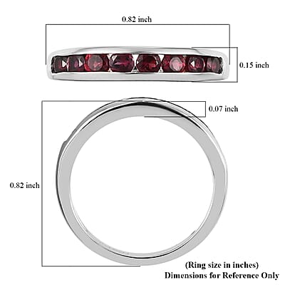 Anthill Garnet Half Eternity Band Ring in Platinum Over Sterling Silver (Size 10.0) 0.65 ctw