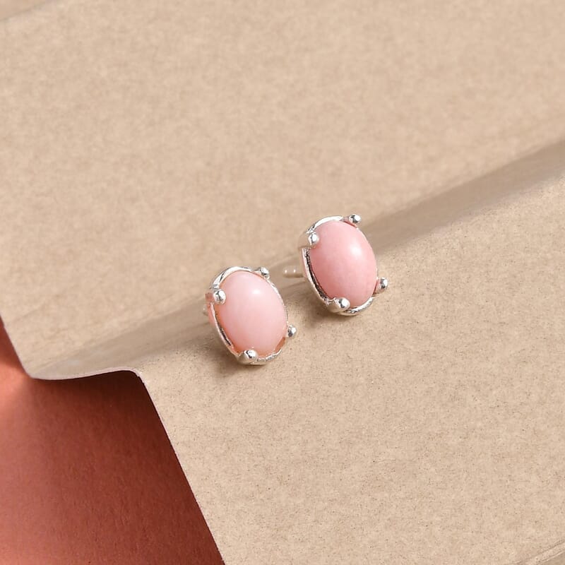 Oregon Peach Opal Stud Earrings in Sterling Silver 0.70 ctw