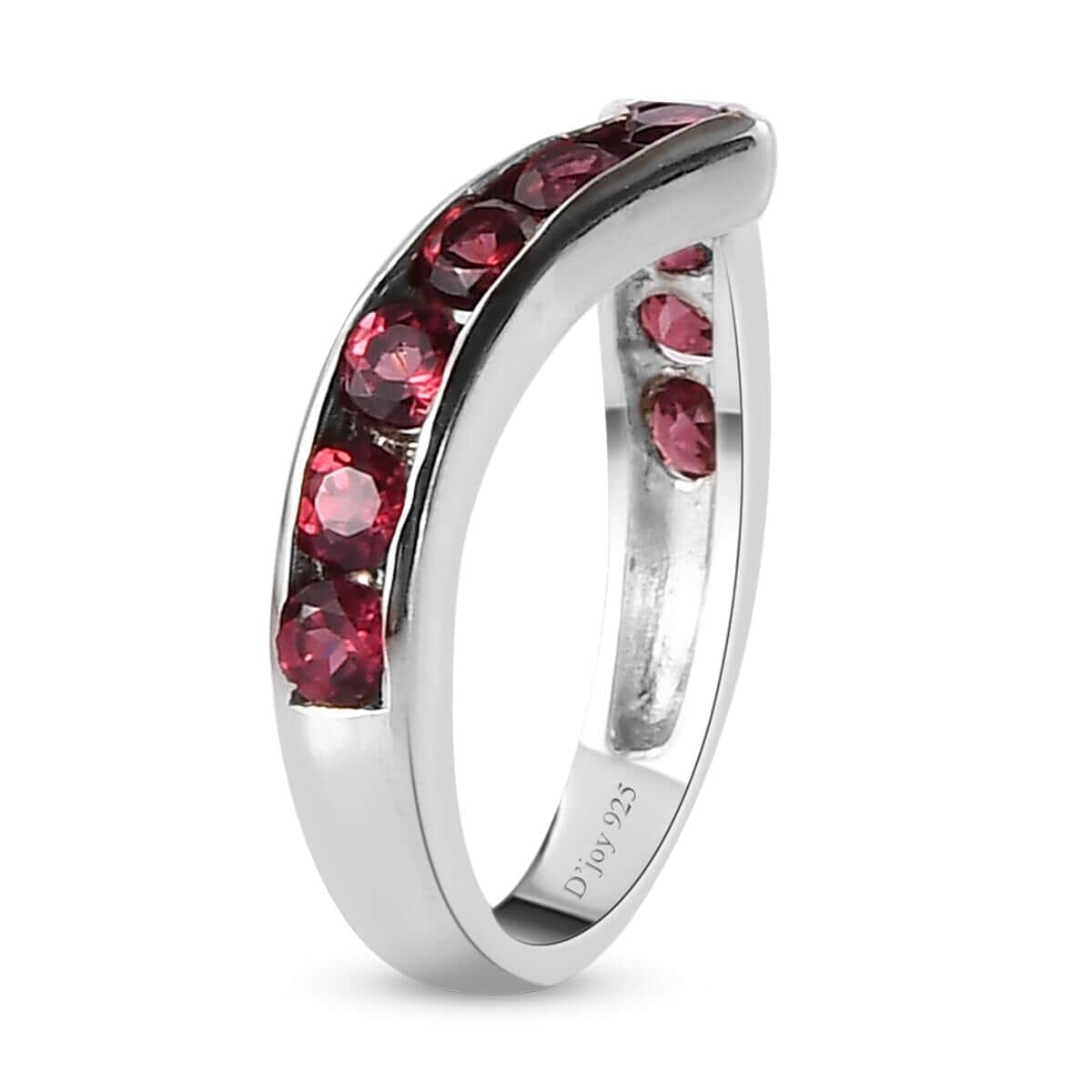 Orissa Rose Garnet Wishbone Ring in Platinum Over Sterling Silver (Size 10.0) 1.35 ctw image number 3
