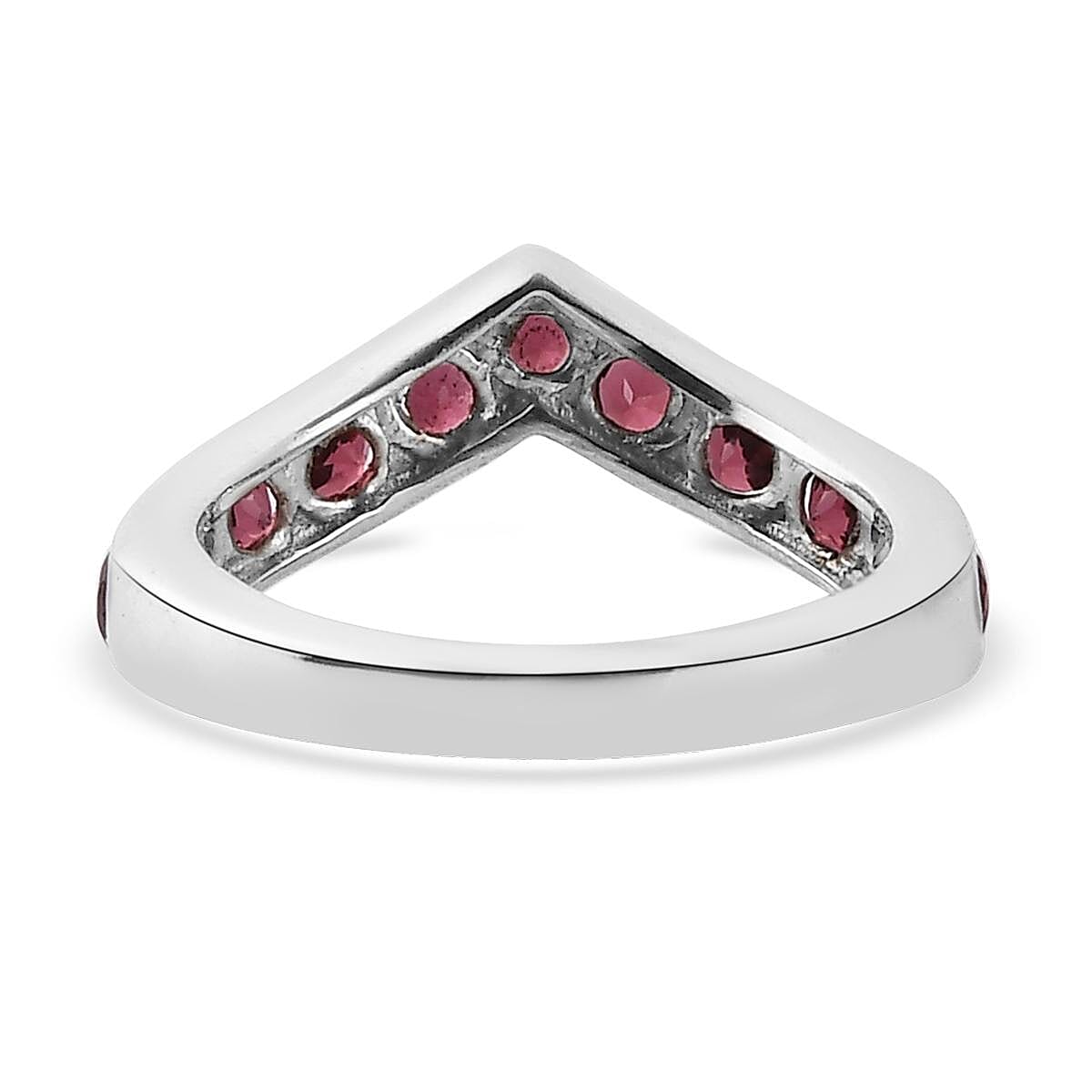 Orissa Rose Garnet Wishbone Ring in Platinum Over Sterling Silver (Size 10.0) 1.35 ctw