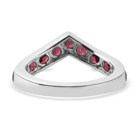Orissa Rose Garnet Wishbone Ring in Platinum Over Sterling Silver (Size 7.0) 1.35 ctw image number 4