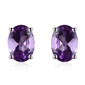 Mashamba Amethyst Stud Earrings in Sterling Silver 1.40 ctw