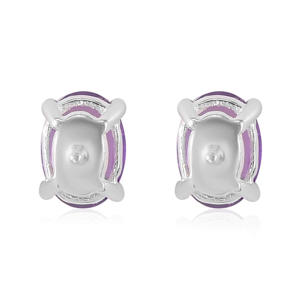 Mashamba Amethyst Stud Earrings in Sterling Silver, Amethyst Jewelry, Birthday Anniversary Gift For Her 1.40 ctw image number 4