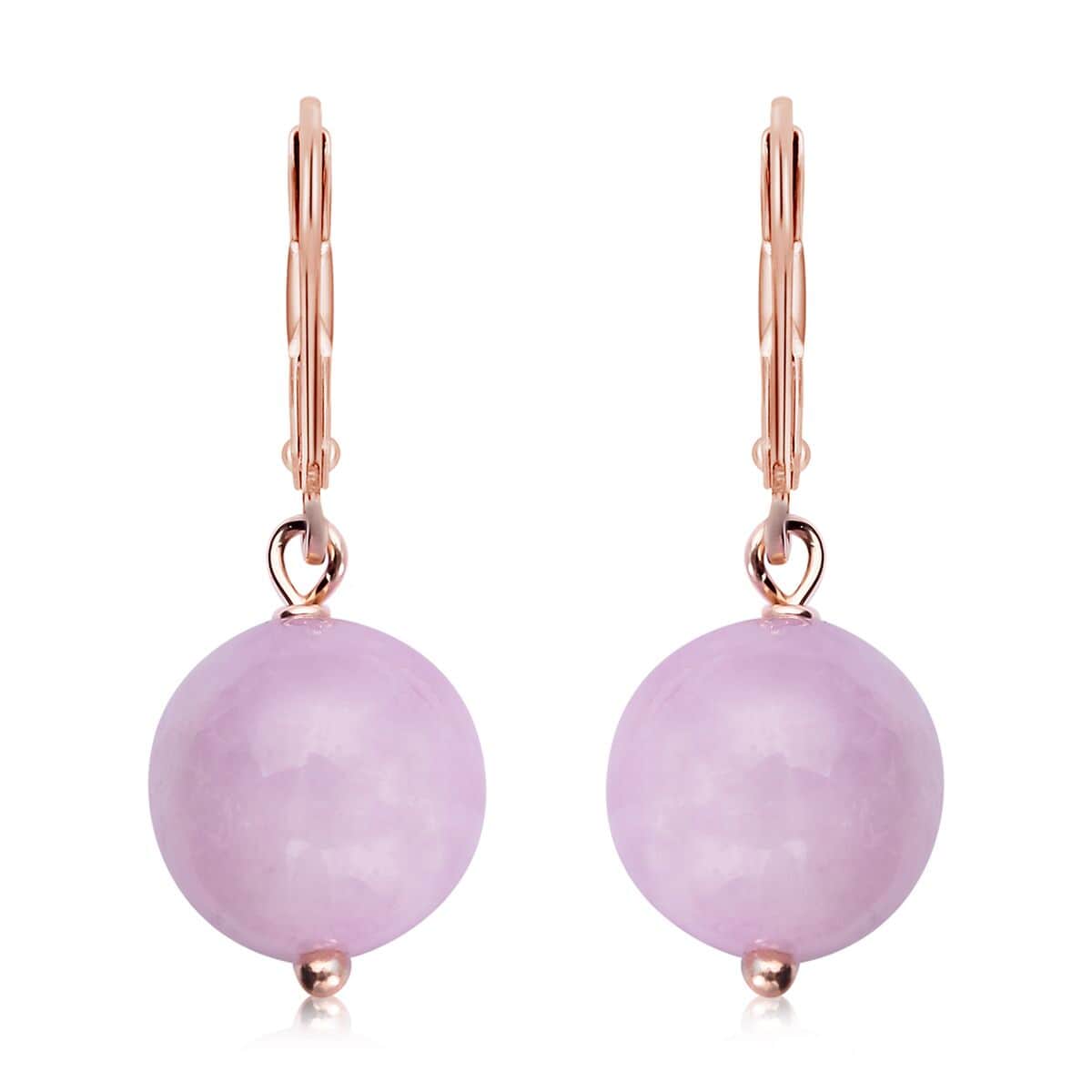 Kunzite 15.00 ctw Drop Lever Back Earrings in 14K Rose Gold Over Sterling Silver image number 0