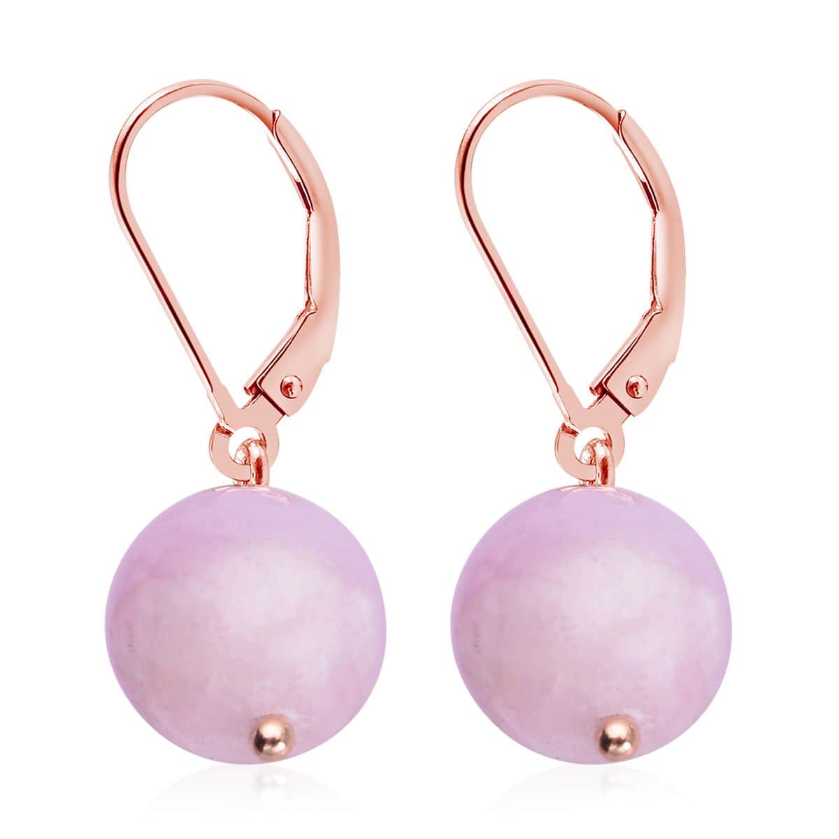 Kunzite 15.00 ctw Drop Lever Back Earrings in 14K Rose Gold Over Sterling Silver image number 2