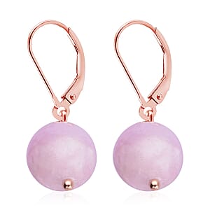 Kunzite 15.00 ctw Drop Lever Back Earrings in 14K Rose Gold Over Sterling Silver