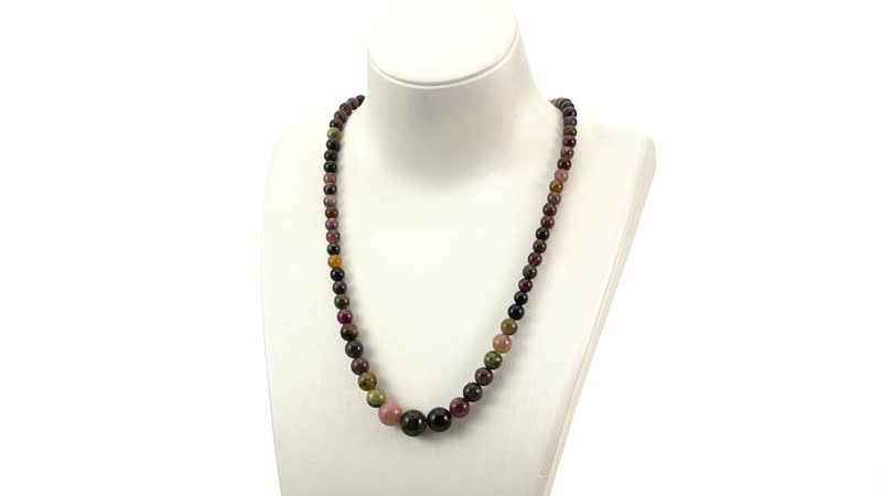 Multi-Tourmaline Beaded Necklace 18-20 Inches in Rhodium Over Sterling Silver 210.00 ctw