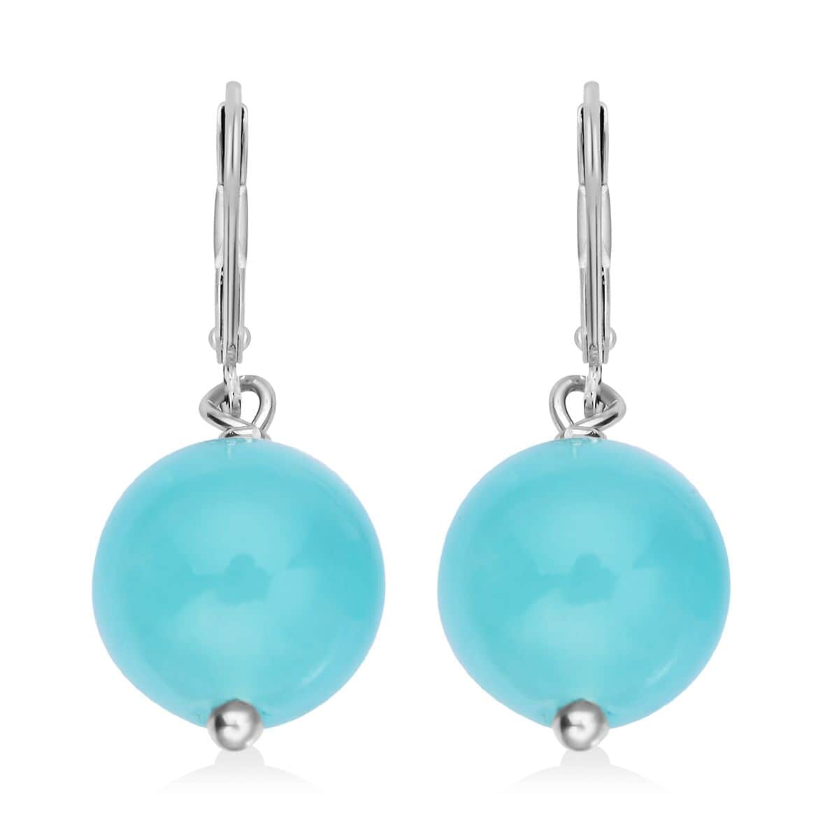 Amazonite Drop Lever Back Earrings in Rhodium Over Sterling Silver 15.00 ctw image number 0