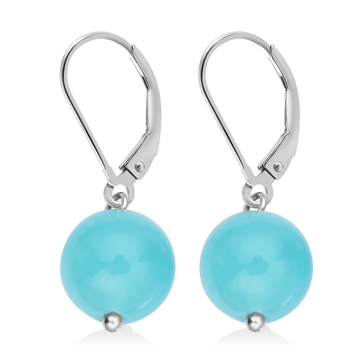 Amazonite Drop Lever Back Earrings in Rhodium Over Sterling Silver 15.00 ctw image number 3