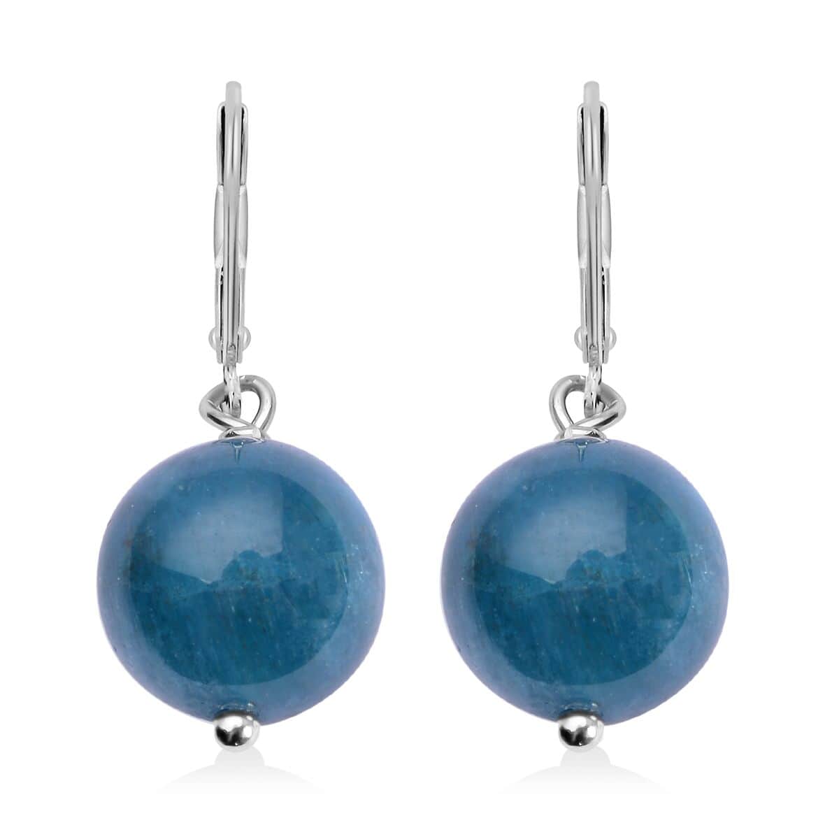 Malgache Neon Apatite 15.00 ctw Drop Lever Back Earrings in Rhodium Over Sterling Silver image number 0