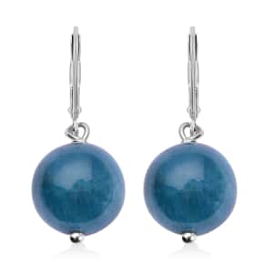 Malgache Neon Apatite 15.00 ctw Drop Lever Back Earrings in Rhodium Over Sterling Silver