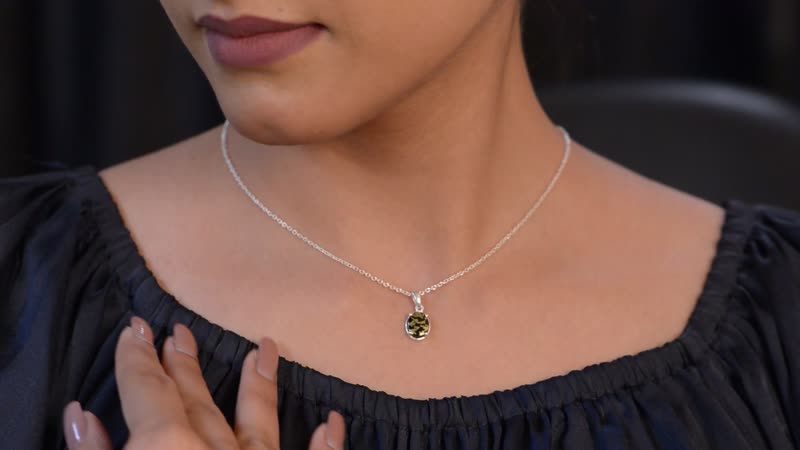 Goldenite Solitaire Pendant in Sterling Silver 1.65 ctw