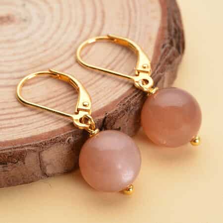 Sri Lankan Sunstone Drop Lever Back Earrings in 14K Yellow Gold Over Sterling Silver 15.00 ctw image number 1
