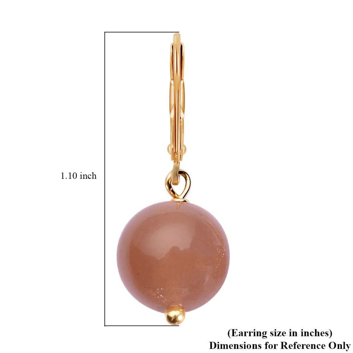 Sri Lankan Sunstone Drop Lever Back Earrings in 14K Yellow Gold Over Sterling Silver 15.00 ctw image number 4