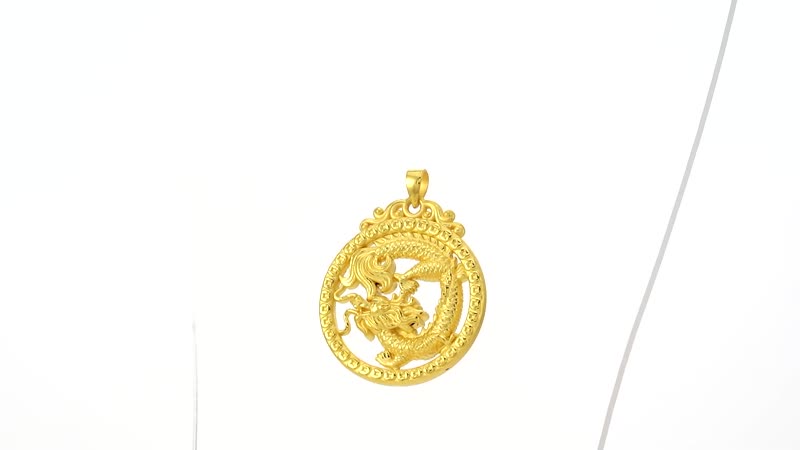 24K Yellow Gold Electroform Dragon Pendant 6 Grams