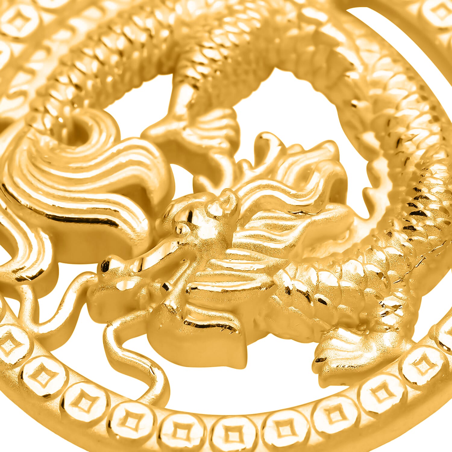 24K Yellow Gold Electroform Dragon Pendant 6 Grams