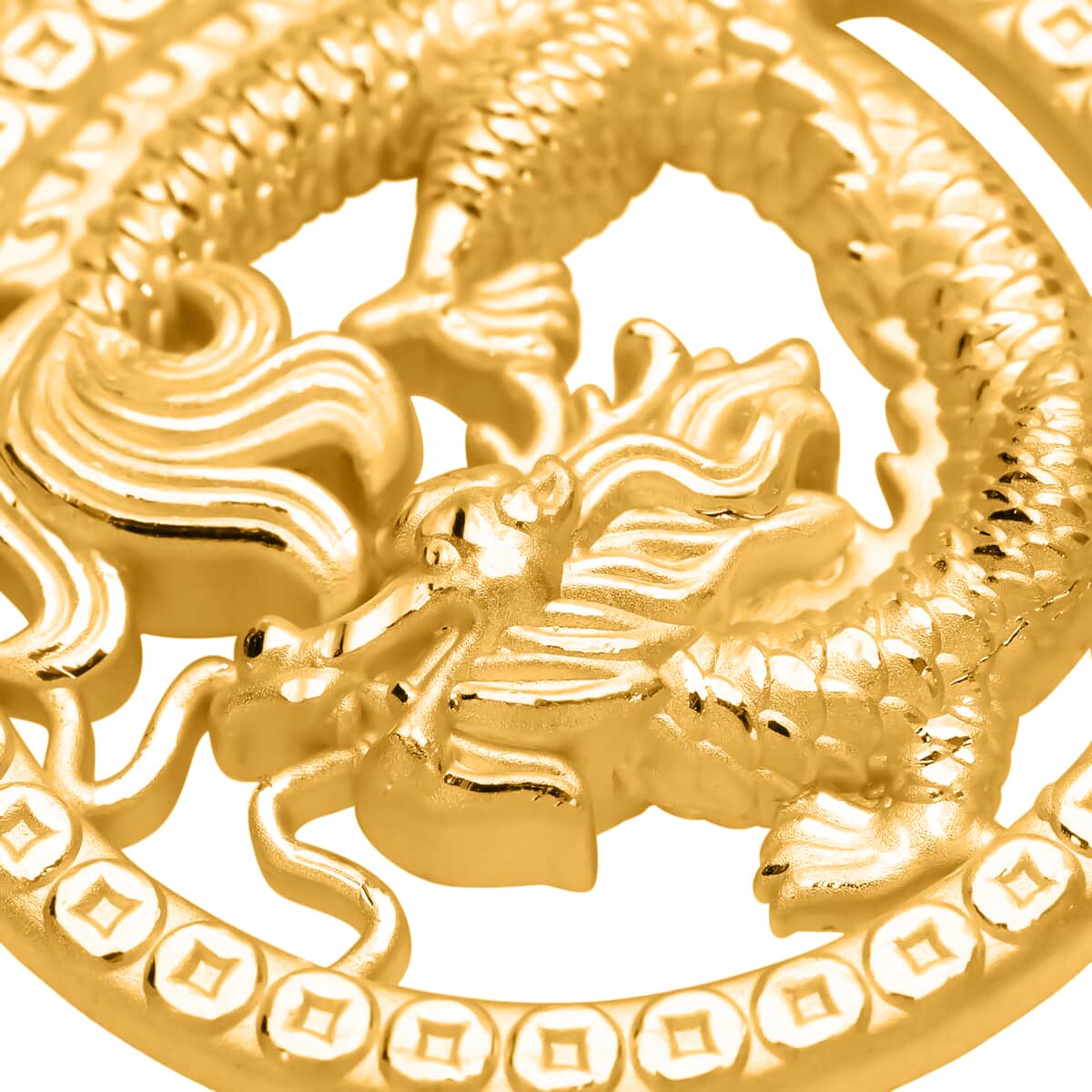 24K Yellow Gold Electroform Dragon Pendant 6 Grams image number 3