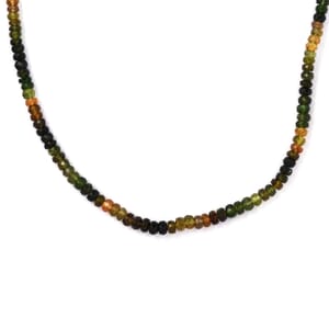 Multi-Tourmaline Beaded Necklace 18 Inches in Rhodium Over Sterling Silver 54.50 ctw