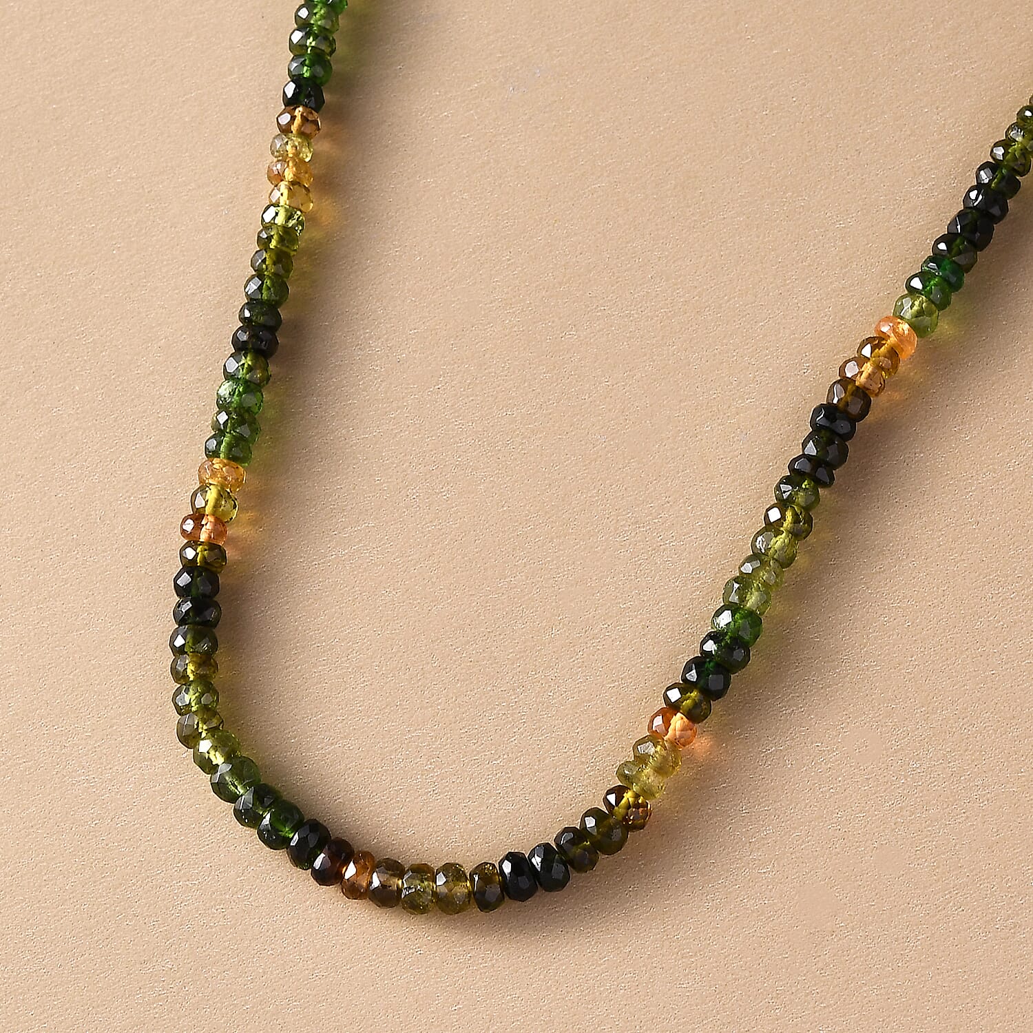 Multi-Tourmaline Beaded Necklace 18 Inches in Rhodium Over Sterling Silver 54.50 ctw