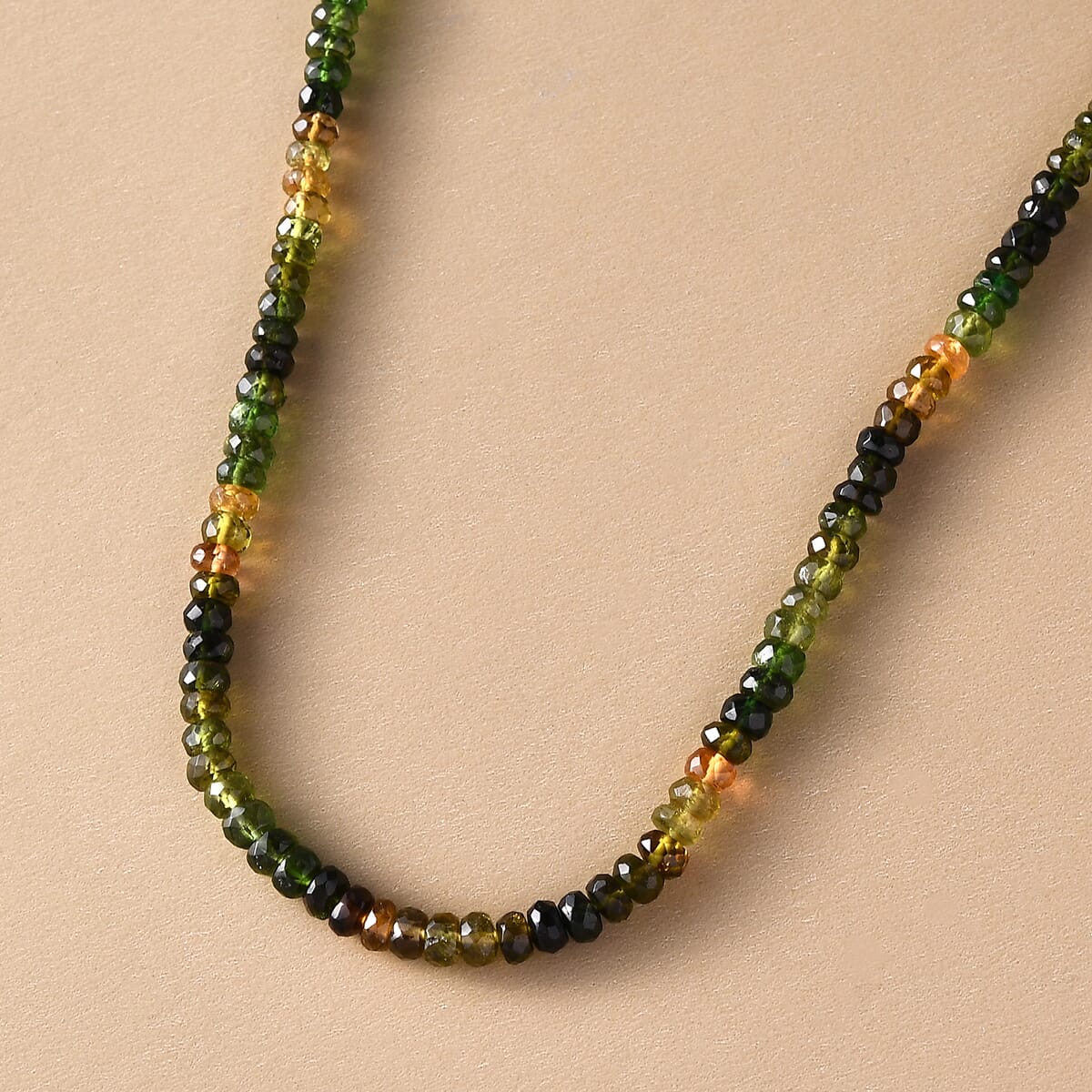 Multi-Tourmaline Beaded Necklace 18 Inches in Rhodium Over Sterling Silver 54.50 ctw image number 1