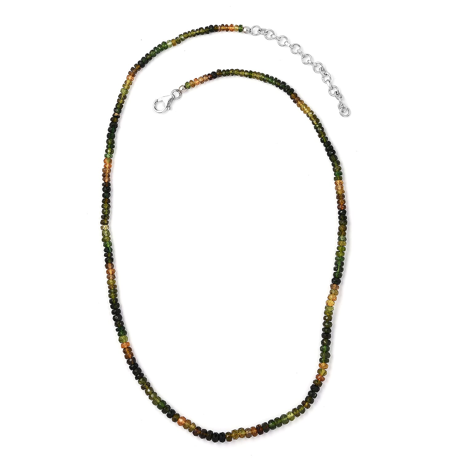 Multi-Tourmaline Beaded Necklace 18 Inches in Rhodium Over Sterling Silver 54.50 ctw