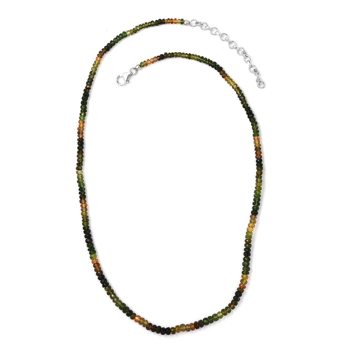 Multi-Tourmaline Beaded Necklace 18 Inches in Rhodium Over Sterling Silver 54.50 ctw image number 3