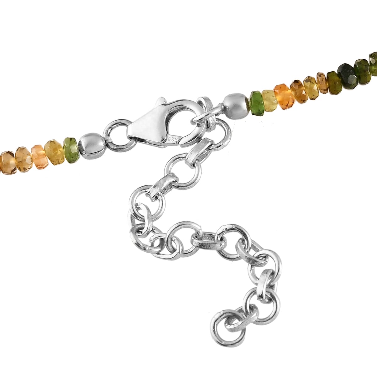 Multi-Tourmaline Beaded Necklace 18 Inches in Rhodium Over Sterling Silver 54.50 ctw image number 4