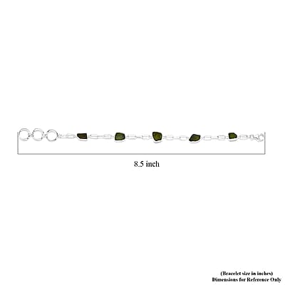 Artisan Crafted Rough Cut Bohemian Moldavite 8.65 ctw Paper Clip Chain Bracelet in Sterling Silver (6.50-8.50In)