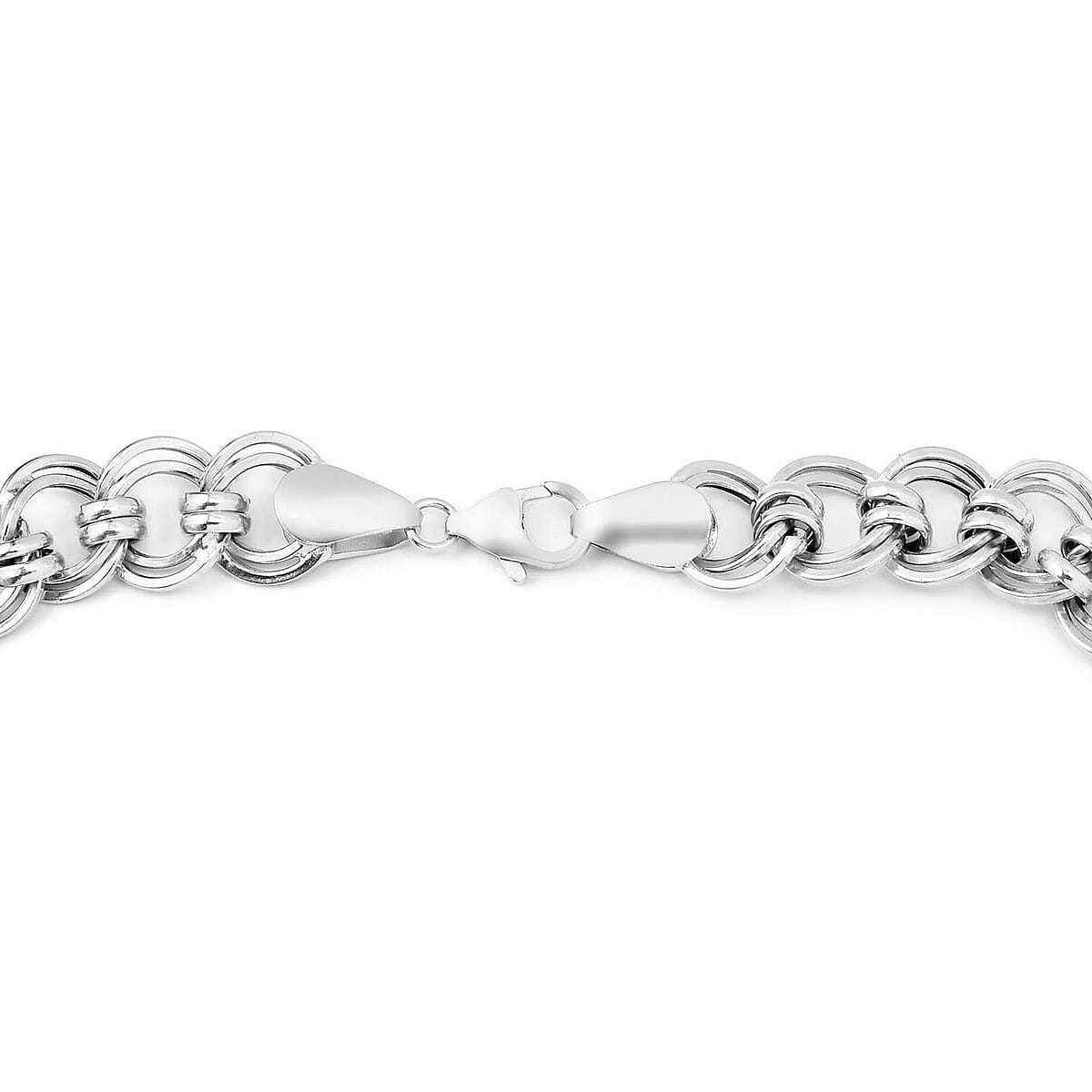 Artisan Crafted Platinum Over Sterling Silver Double Link Necklace 20 Inches 28.40 Grams image number 4