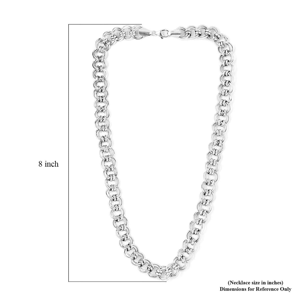 Artisan Crafted Platinum Over Sterling Silver Double Link Necklace 20 Inches 28.40 Grams image number 5