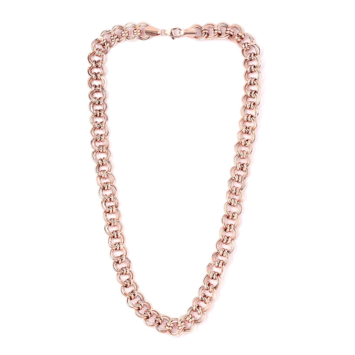 Artisan Crafted 14K Rose Gold Over Sterling Silver Double Link Necklace 20 Inches 28.40 Grams image number 3