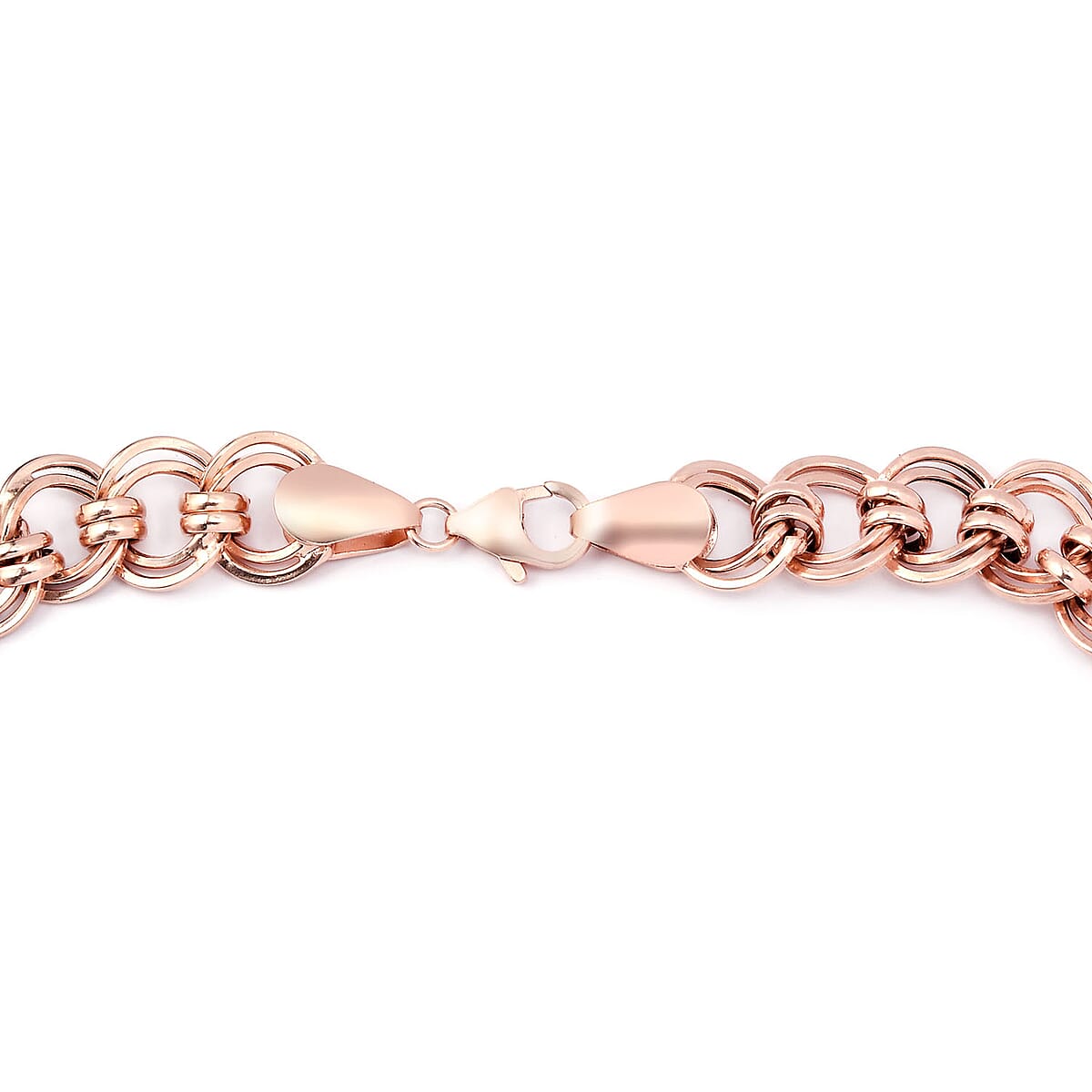 Artisan Crafted 14K Rose Gold Over Sterling Silver Double Link Necklace 20 Inches 28.40 Grams image number 4
