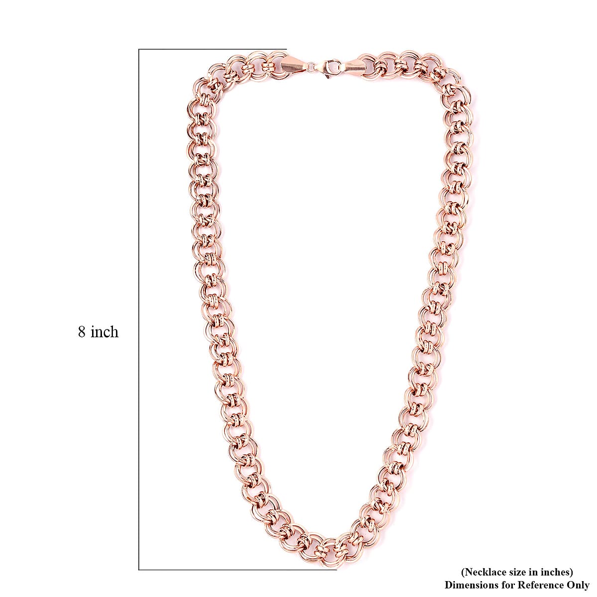 Artisan Crafted 14K Rose Gold Over Sterling Silver Double Link Necklace 20 Inches 28.40 Grams image number 5