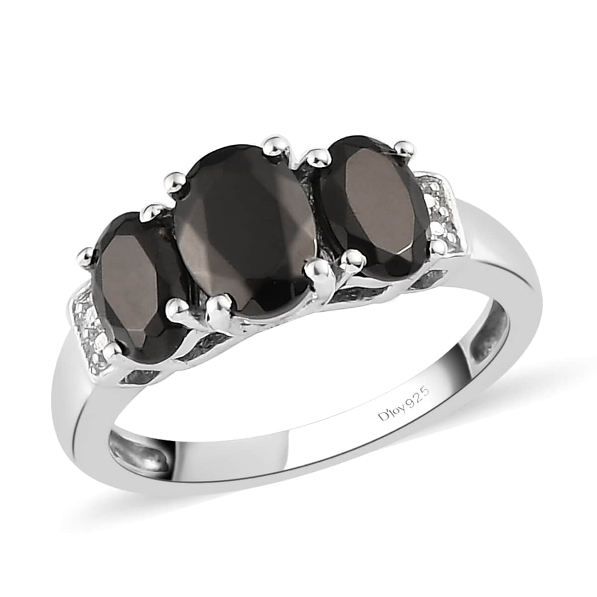 Elite Shungite 3 Stone Ring in Platinum Over Sterling Silver,Engagement Rings For Women 1.00 ctw image number 0