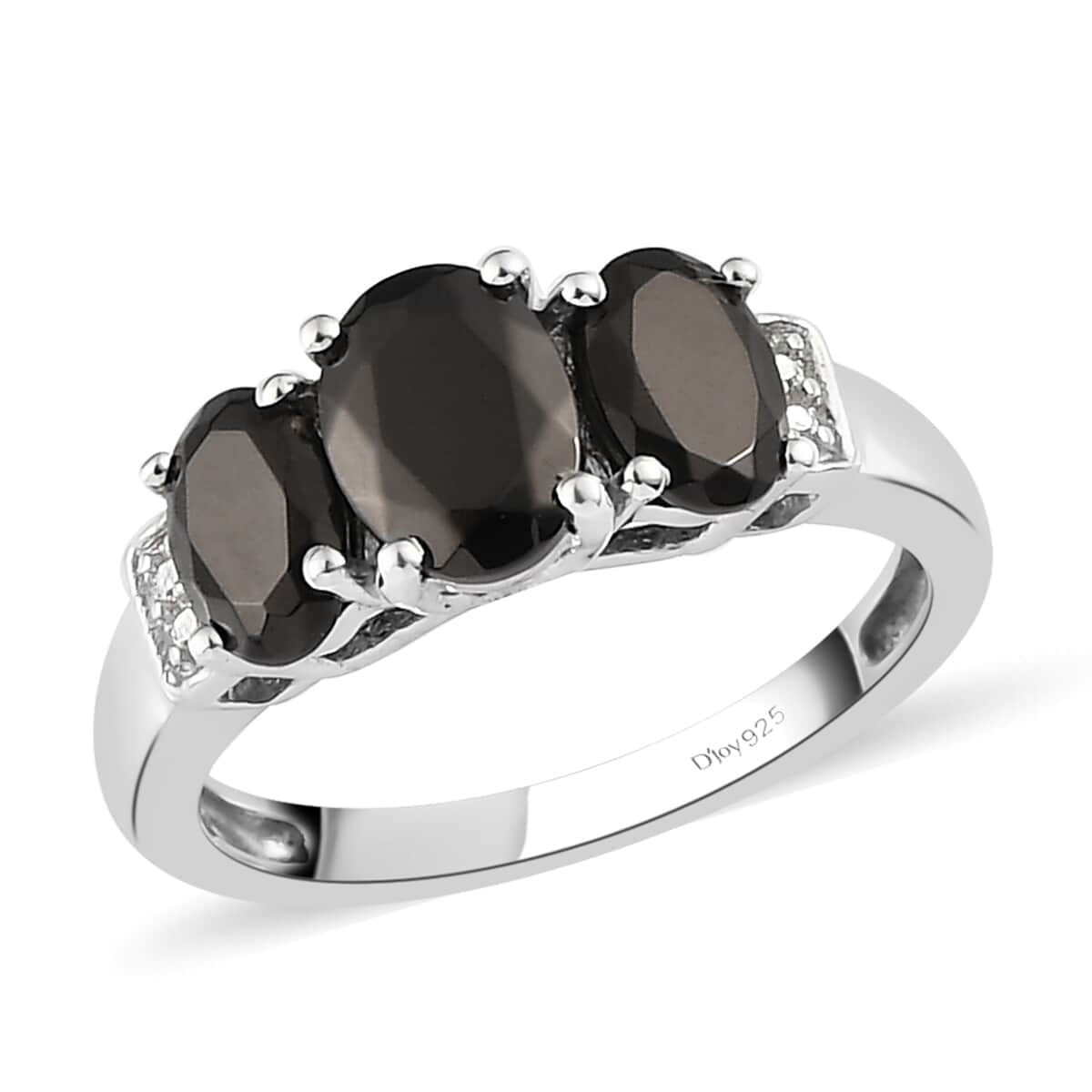 Elite Shungite 3 Stone Ring in Platinum Over Sterling Silver (Size 6.0) 1.00 ctw image number 0