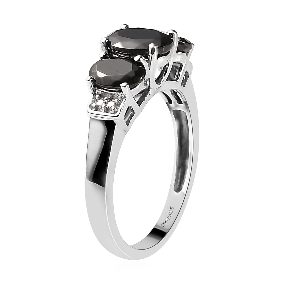 Elite Shungite 3 Stone Ring in Platinum Over Sterling Silver,Engagement Rings For Women (Size 7.0) 1.00 ctw image number 3