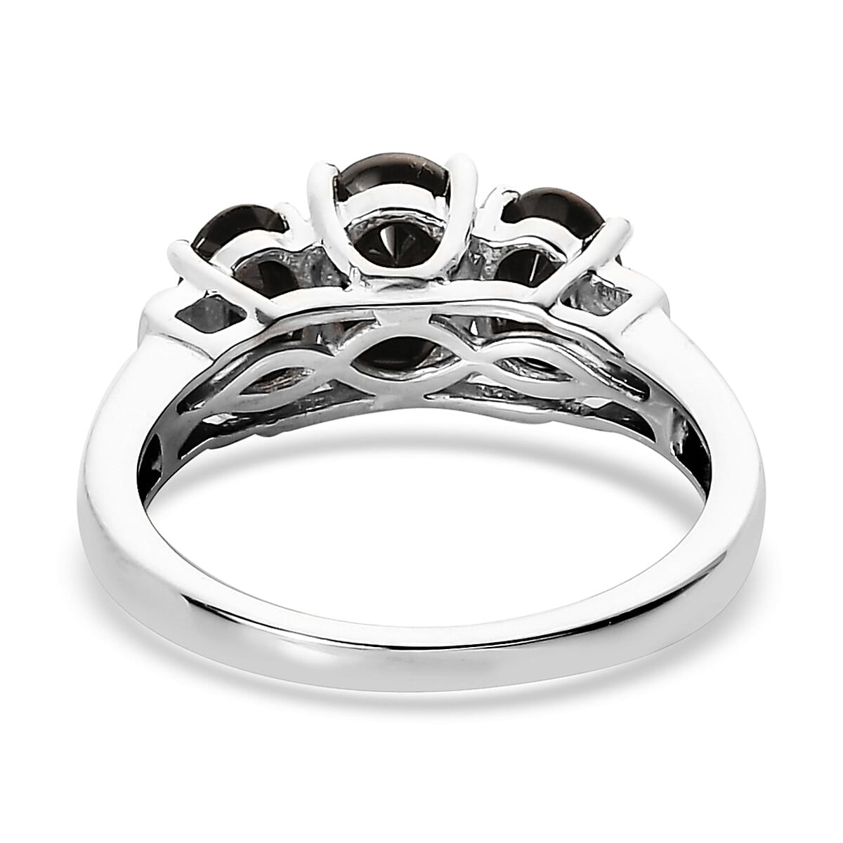 Elite Shungite 3 Stone Ring in Platinum Over Sterling Silver,Engagement Rings For Women (Size 7.0) 1.00 ctw image number 4