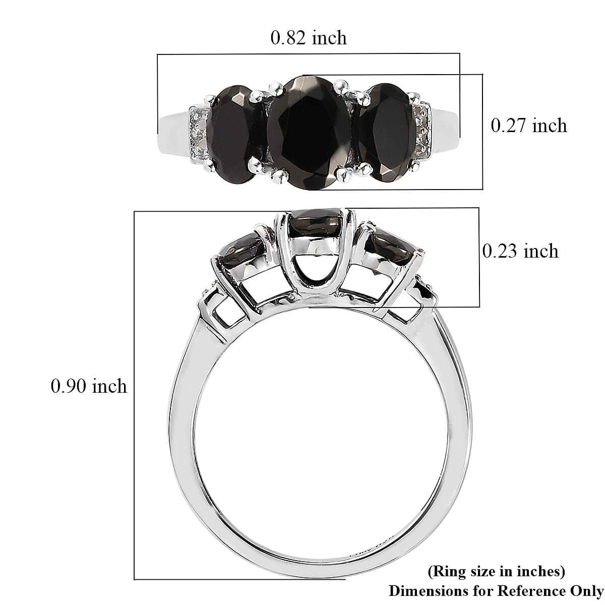 Elite Shungite 3 Stone Ring in Platinum Over Sterling Silver,Engagement Rings For Women (Size 7.0) 1.00 ctw image number 5
