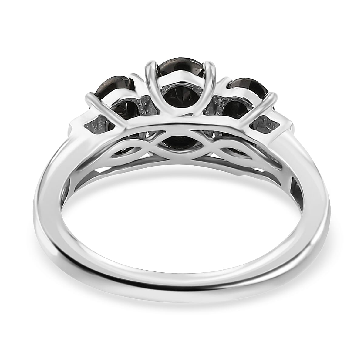 Elite Shungite 3 Stone Ring in Platinum Over Sterling Silver,Engagement Rings For Women (Size 7.0) 1.00 ctw image number 6