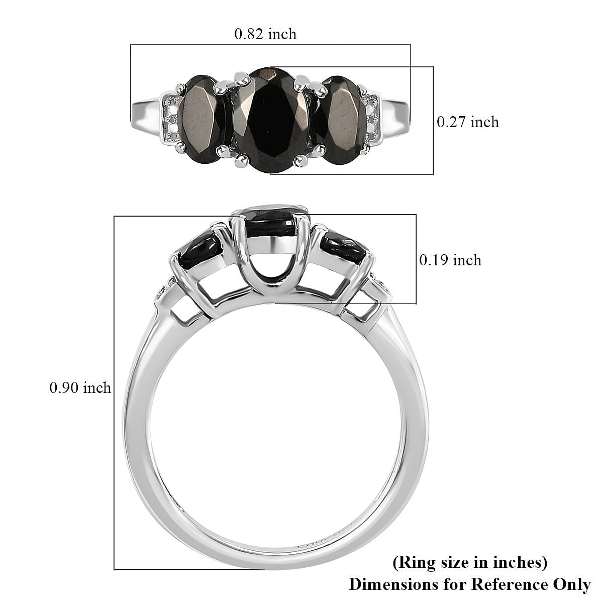 Elite Shungite 3 Stone Ring in Platinum Over Sterling Silver,Engagement Rings For Women (Size 7.0) 1.00 ctw image number 7