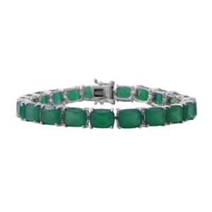 Verde Onyx 41.40 ctw Tennis Bracelet in Platinum Over Sterling Silver (7.50 In)