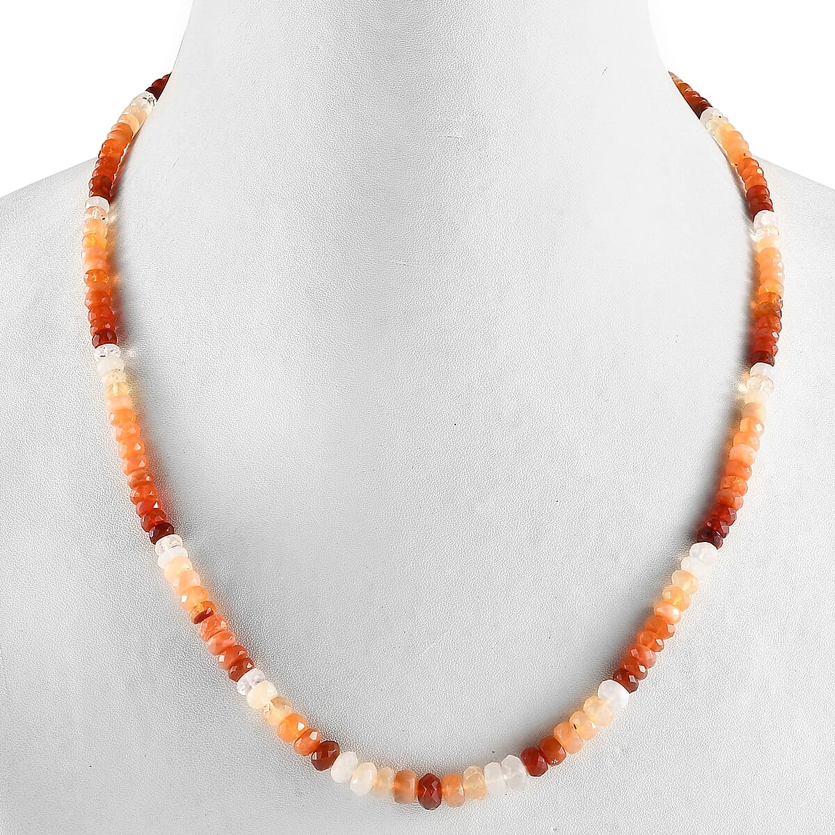 Shades of Fire Opal Beaded Necklace 18 Inches in Sterling Silver  60.00 ctw image number 2