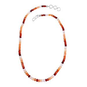 Shades of Fire Opal Beaded Necklace 18 Inches in Sterling Silver  60.00 ctw