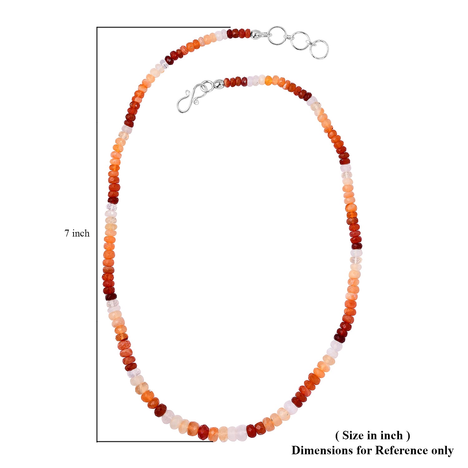 Shades of Fire Opal Beaded Necklace 18 Inches in Sterling Silver  60.00 ctw