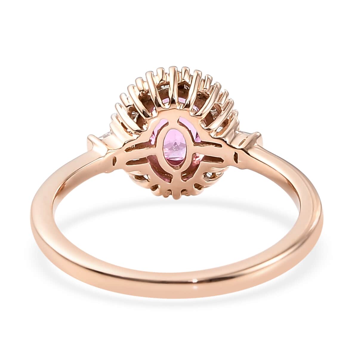 ILIANA 18K Rose Gold AAA Madagascar Pink Sapphire and G-H SI Diamond Halo Ring (Size 7.0) 3 Grams 1.15 ctw image number 4
