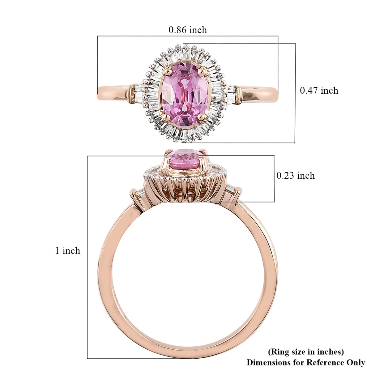 ILIANA 18K Rose Gold AAA Madagascar Pink Sapphire and G-H SI Diamond Halo Ring (Size 7.0) 3 Grams 1.15 ctw image number 5