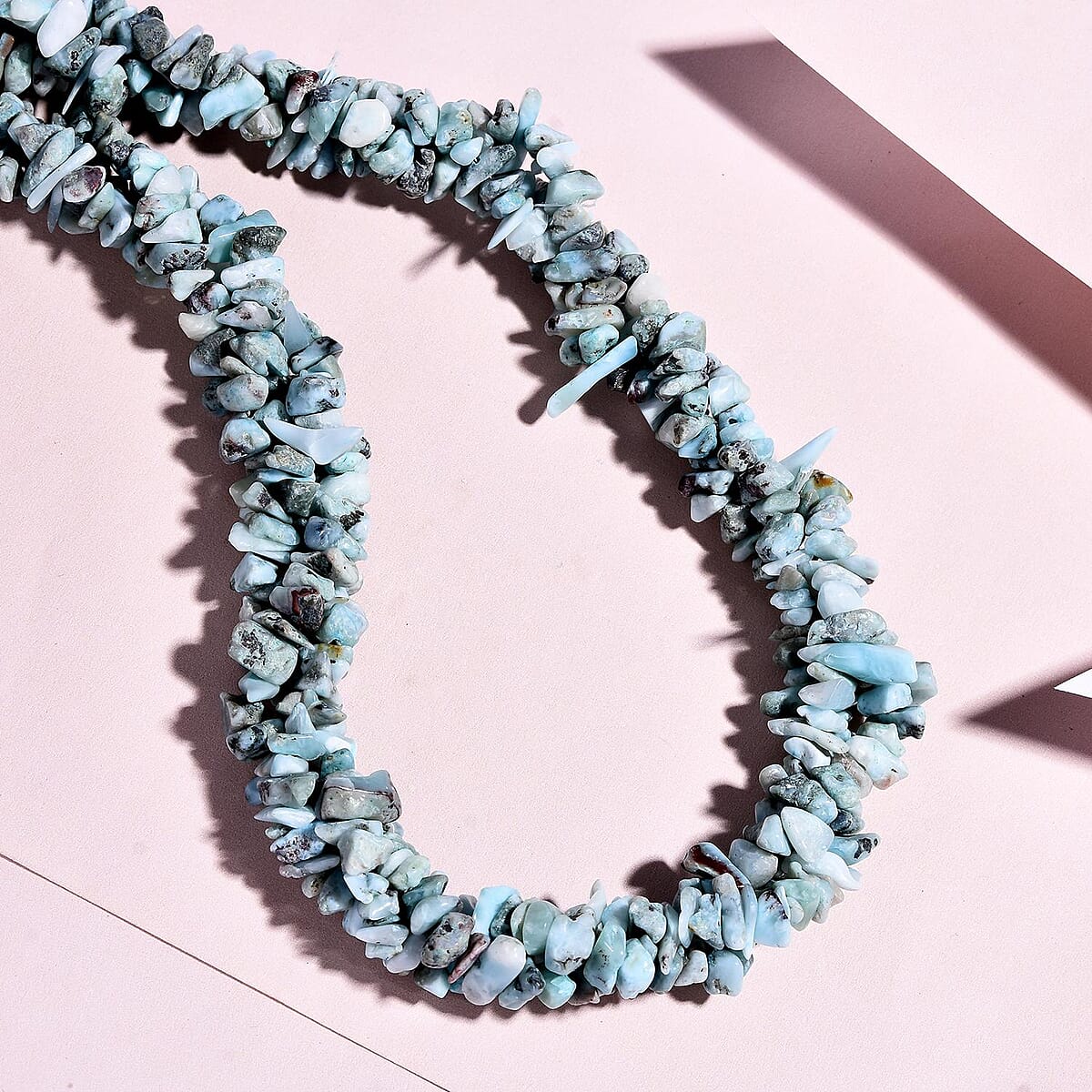 Larimar Chips Necklace 20 Inches in Platinum Over Sterling Silver 308.90 ctw image number 1